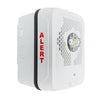System Sensor SPSWKLED-CLR-ALERT fire alarm with LED indicator, mounted on wall, showing alert status in a commercial setting.