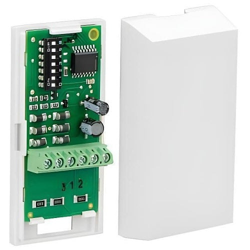 Bosch D9127U fire alarm with smoke detector and control panel, mounted on a wall in a safety system setup.