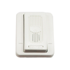 Gentex GEH24-W fire alarm with white smoke detector design, mounted on ceiling, brand logo visible, in a home safety setting.