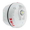 System Sensor SPSCWKLED smoke detector with LED indicator, mounted on ceiling for fire safety and early warning detection.