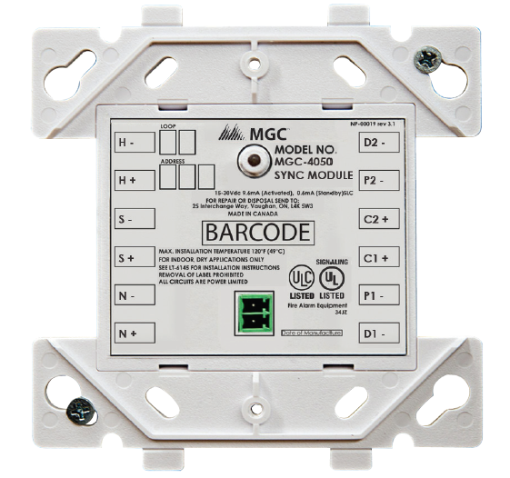 Mircom MGC-4050 NAC Sync Module for MGC Horns, Strobes and Speakers, White Finish