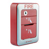 Secutron MRM-810U-EN fire alarm sensor with ULC certification, installed on a ceiling as part of a fire alarm system.