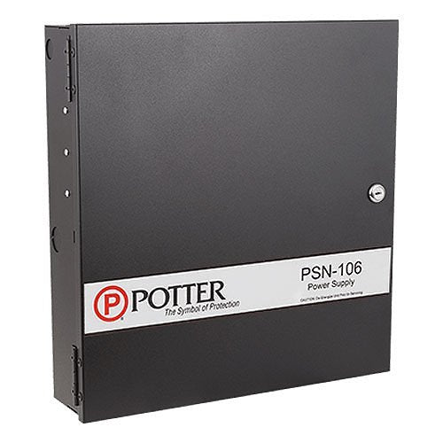 Potter PSN-106B fire alarm sensor with ULC certification, mounted on a wall as part of a fire alarm system.