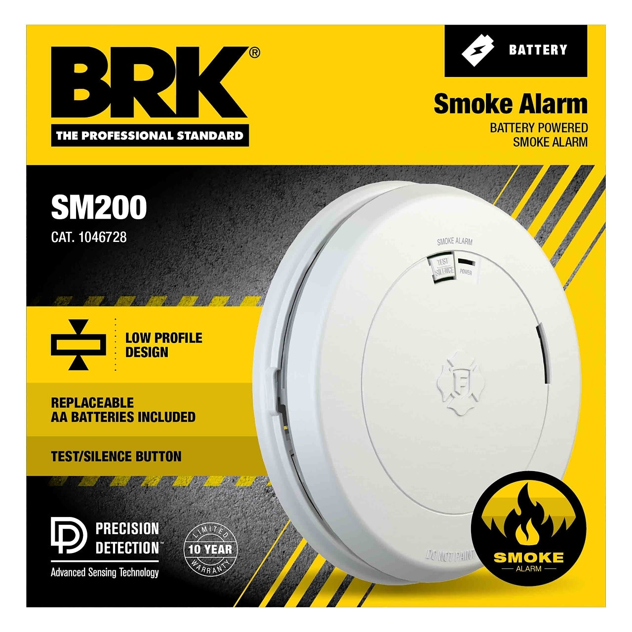 BRK SM200 fire alarm sensor with ULC certification, mounted on a ceiling, designed for reliable fire detection in commercial settings.