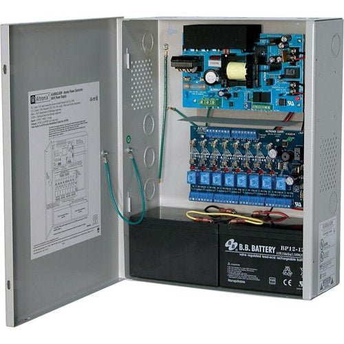 Altronix AL600ULACM power supply unit with connected wiring and components, used for security and access control systems.