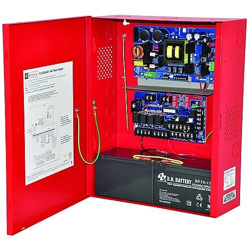 Altronix AL1002ULADA power supply unit with multiple output terminals and mounting hardware for security systems.