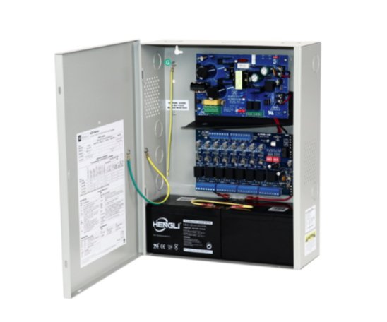 Altronix AL400ULACM power supply with integrated alarm relay, compact design for access control and security systems.