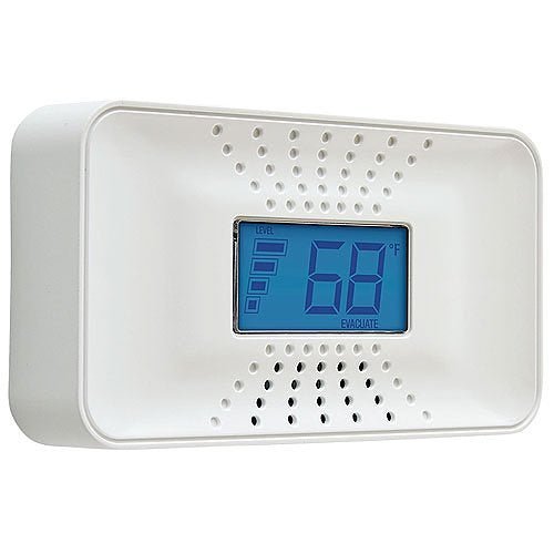BRK CO710 carbon monoxide alarm with 10-year battery, compact design, mounted on wall for home safety.