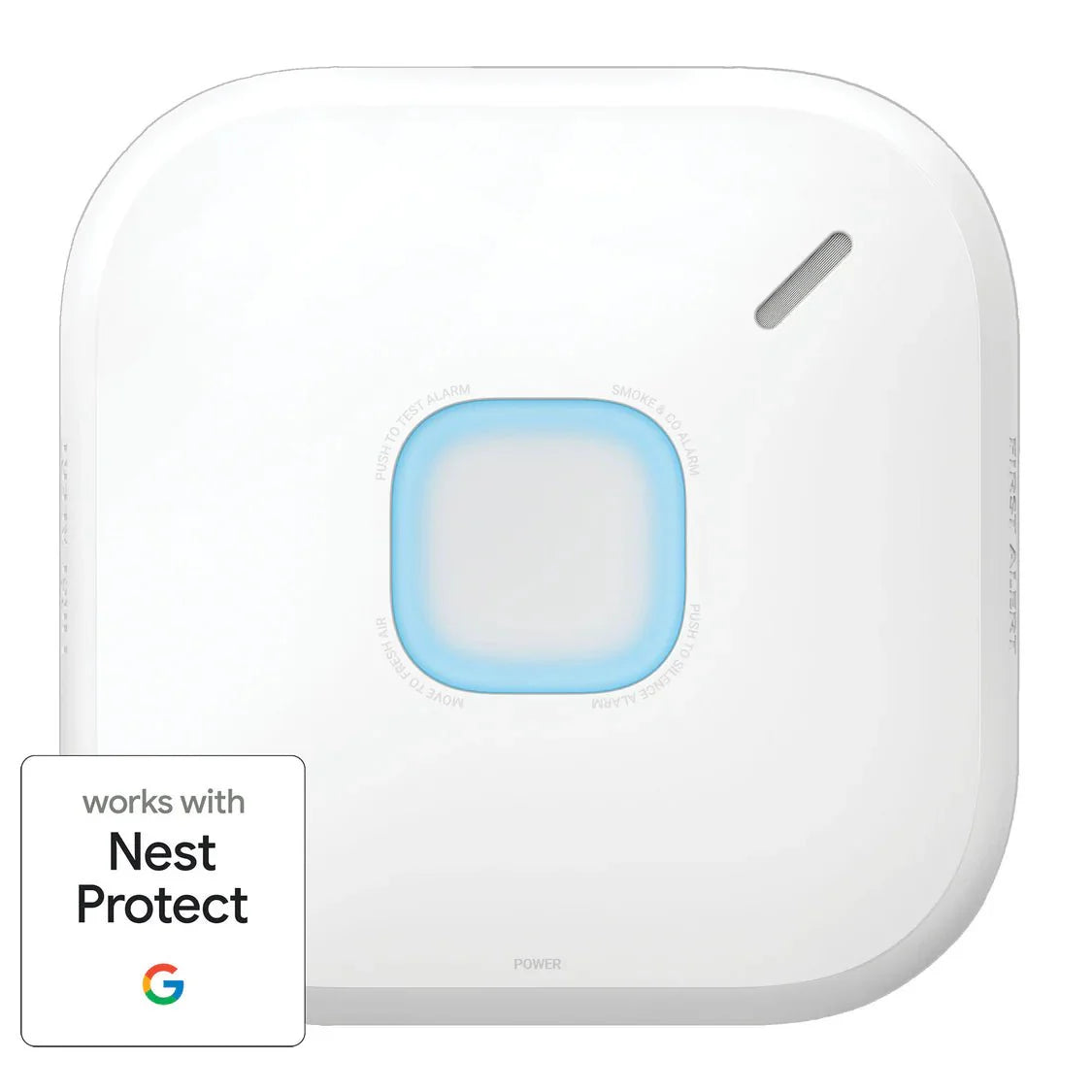BRK SMCO600NV fire alarm mounted on wall, smoke detection device for home safety, branded BRK.