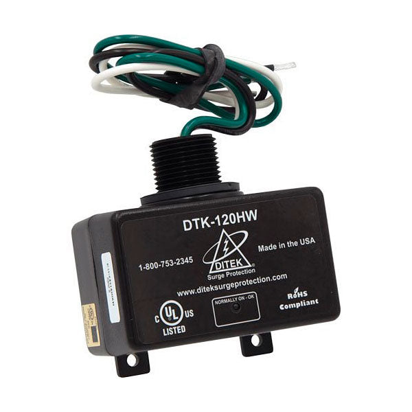 Ditek DTK-120HW surge protection device mounted on a panel, designed for electrical safety and surge suppression.