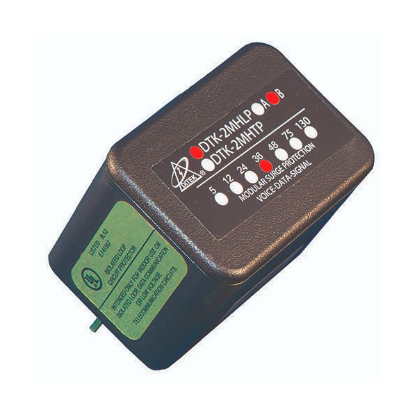 Ditek DTK-2MHLP36B surge protection device mounted on electrical panel, designed to protect electronic equipment from power surges.