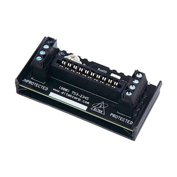 Ditek DTK-MB10 surge protection device attached to electrical panel, preventing power surges and protecting connected electronics.