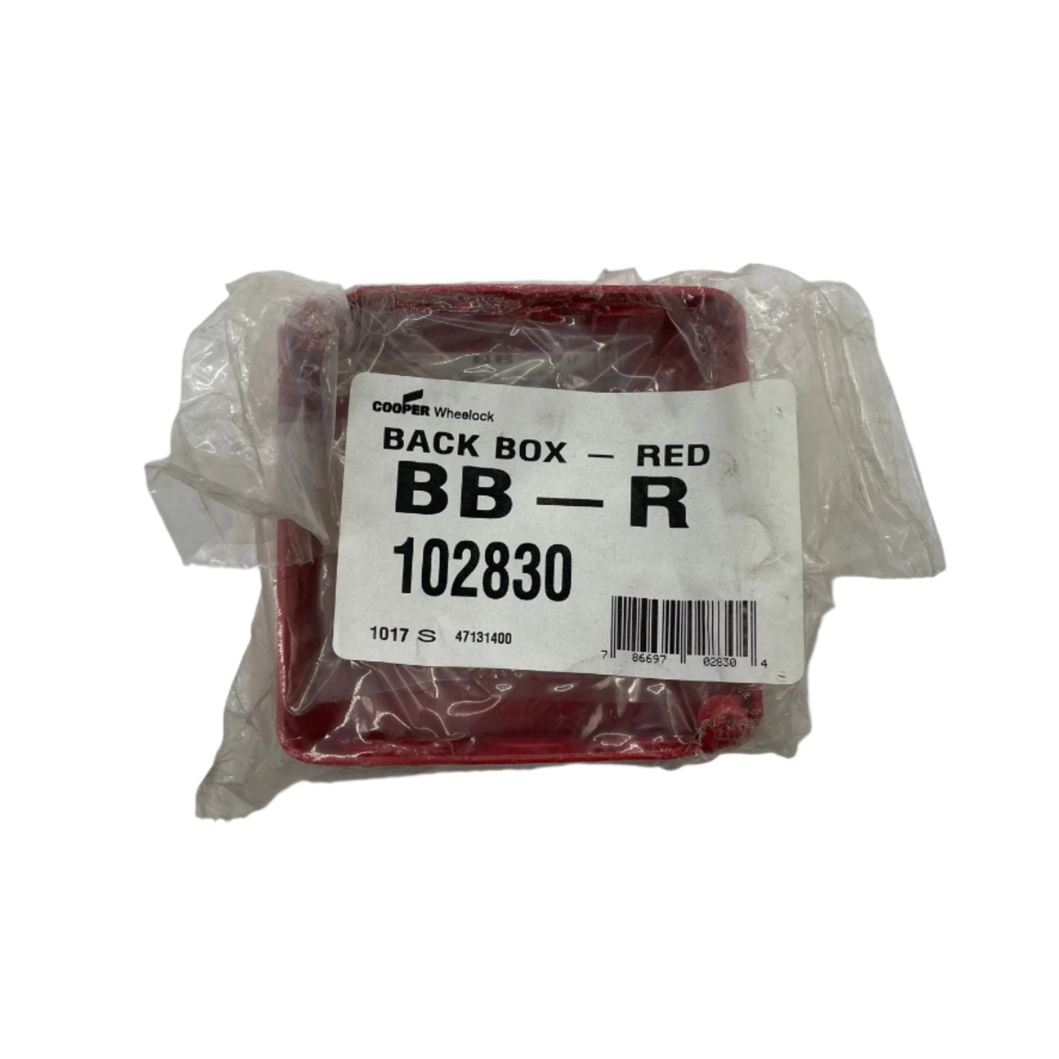 Eaton Wheelock BB-R backbox for electrical installations, shown in a neutral position with mounting features visible.