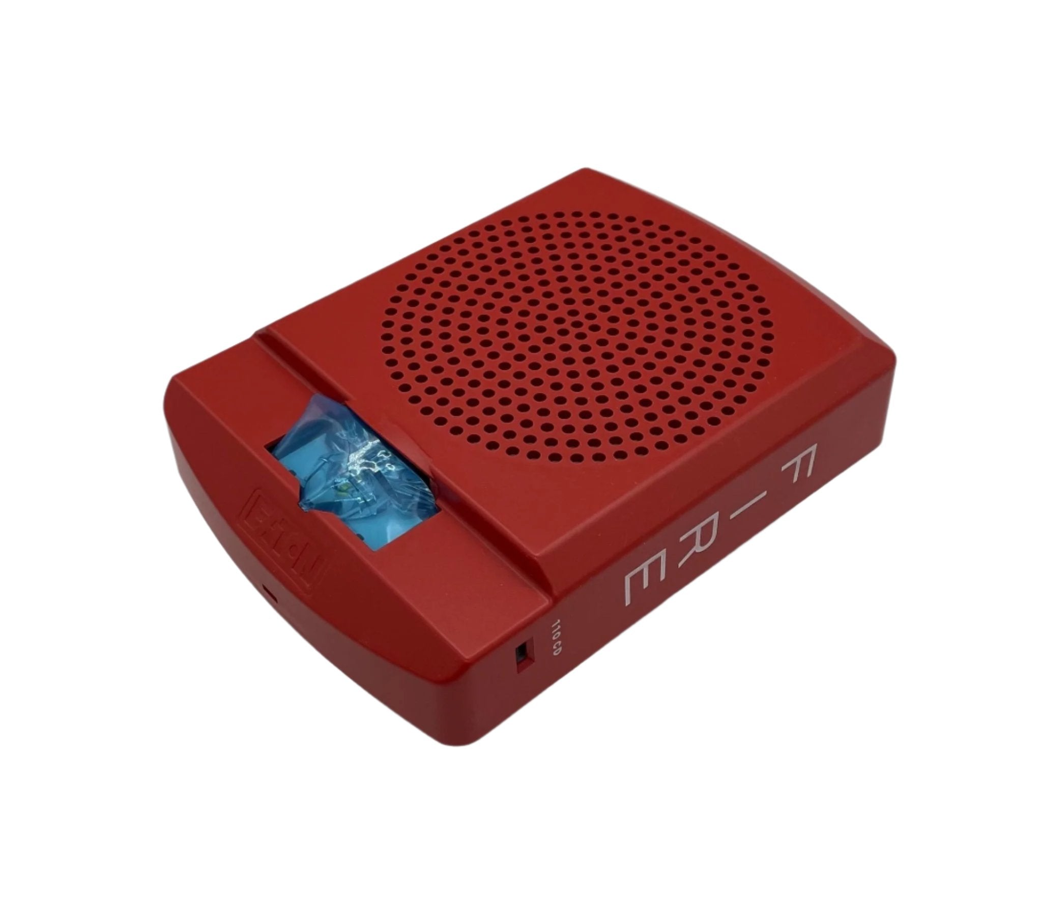 Eaton Wheelock LFHSKR3 horn strobe alert device with red housing and mounting base, used for fire alarm signaling.
