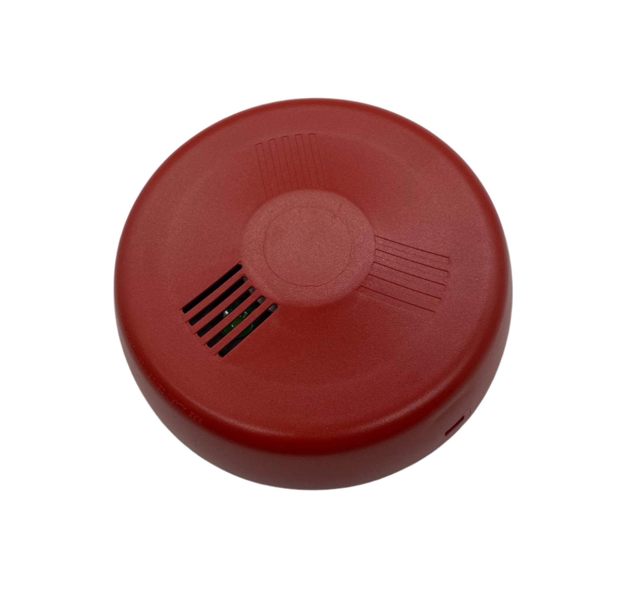 Eaton Wheelock LHNRC3 fire alarm with red alarm horn and mounting bracket on a white background.