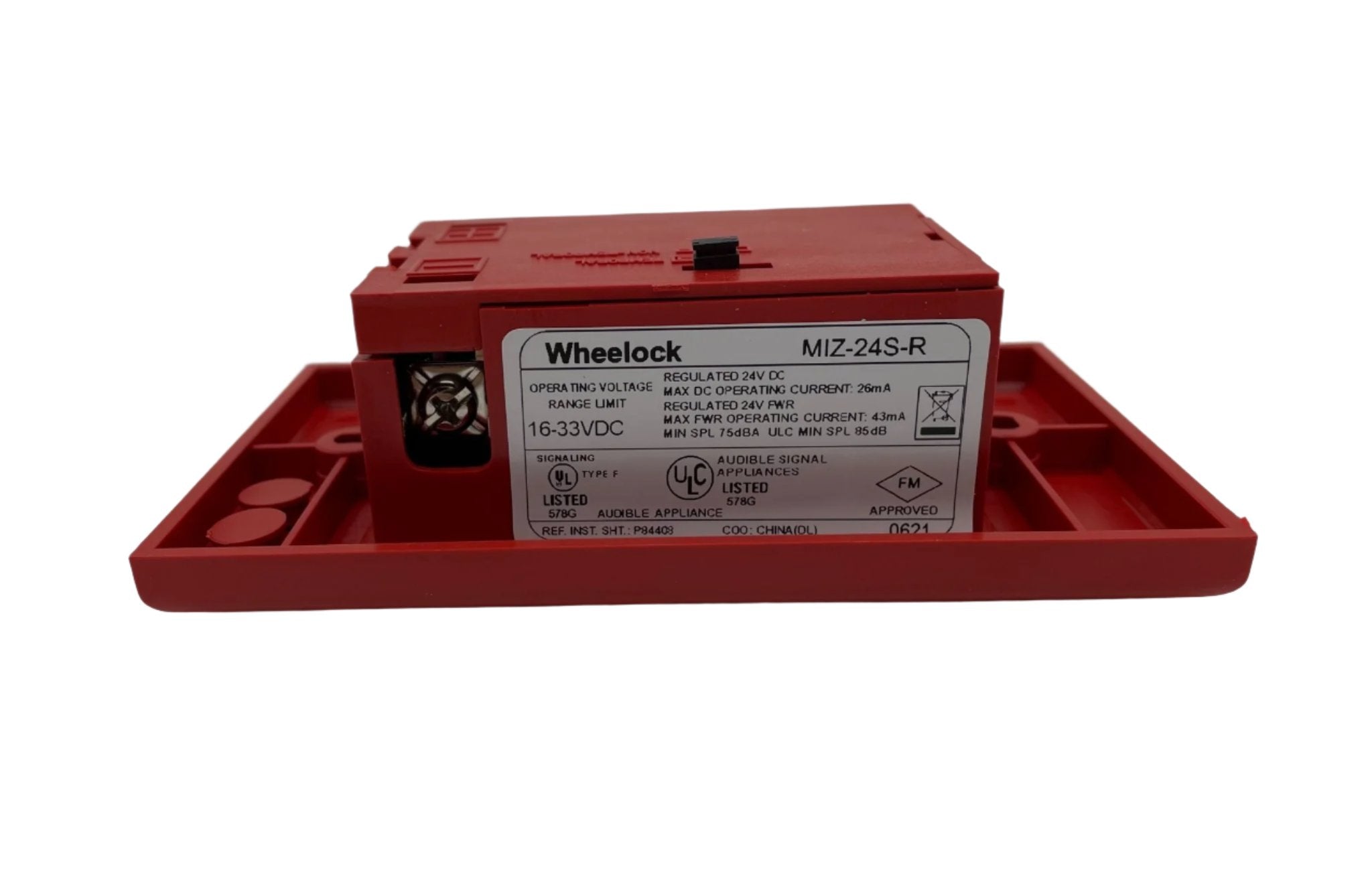 Eaton Wheelock MIZ-24S-R horns with mounting hardware, black finish, designed for emergency and warning signals.