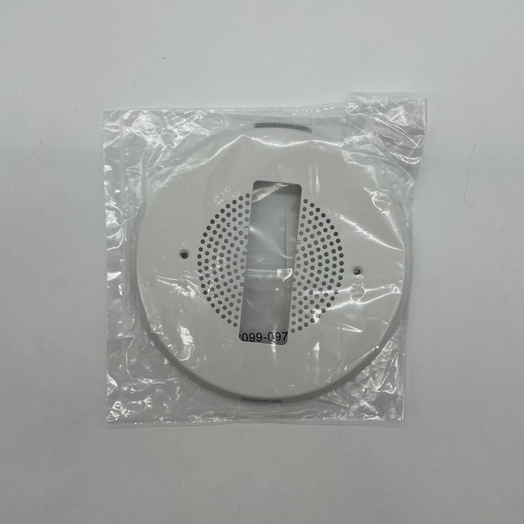 Eaton Wheelock ECHSG90-W fire alarm with white housing and mounting bracket, designed for commercial fire safety systems