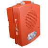 Eaton Wheelock EL4XSPST-FR emergency stop switch with red and black push buttons, mounted on a control panel.