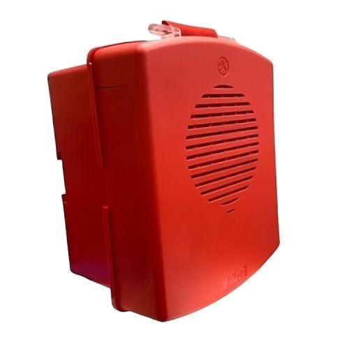 Eaton Wheelock EL4XSPK-NR emergency warning light with red lens and mounting base, designed for industrial signaling.