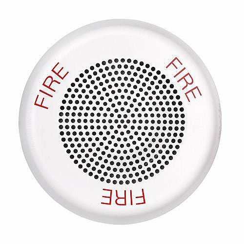 Eaton Wheelock ELSPKWC speaker with black grille, mounted on a wall, designed for professional sound and communication systems