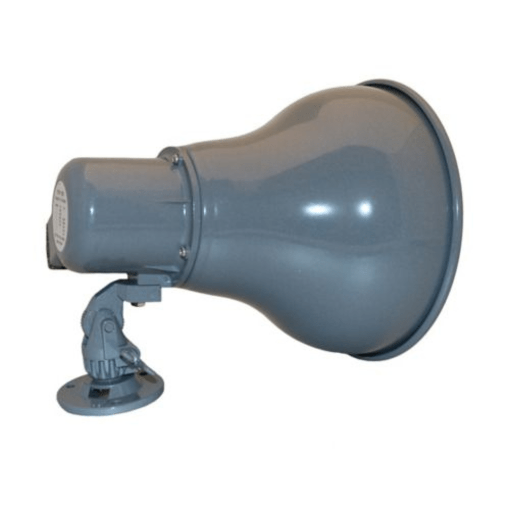 Eaton Wheelock STH-15S horns with black mounting bracket and metal housing, designed for loud warning sound.