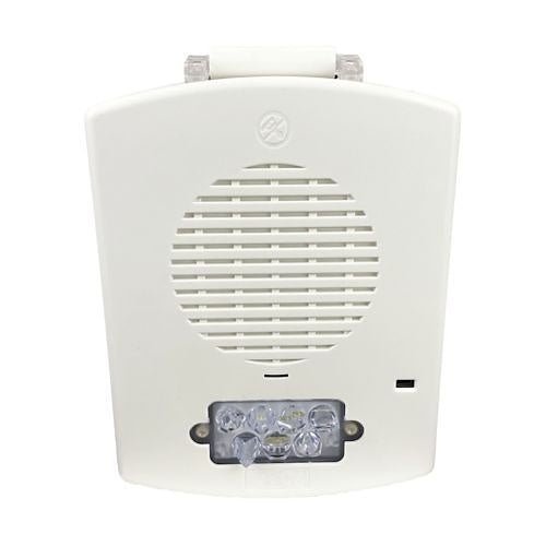 Eaton Wheelock EL3RMTST-FW fire alarm system sensor with ULC certification, mounted on a wall for safety detection.