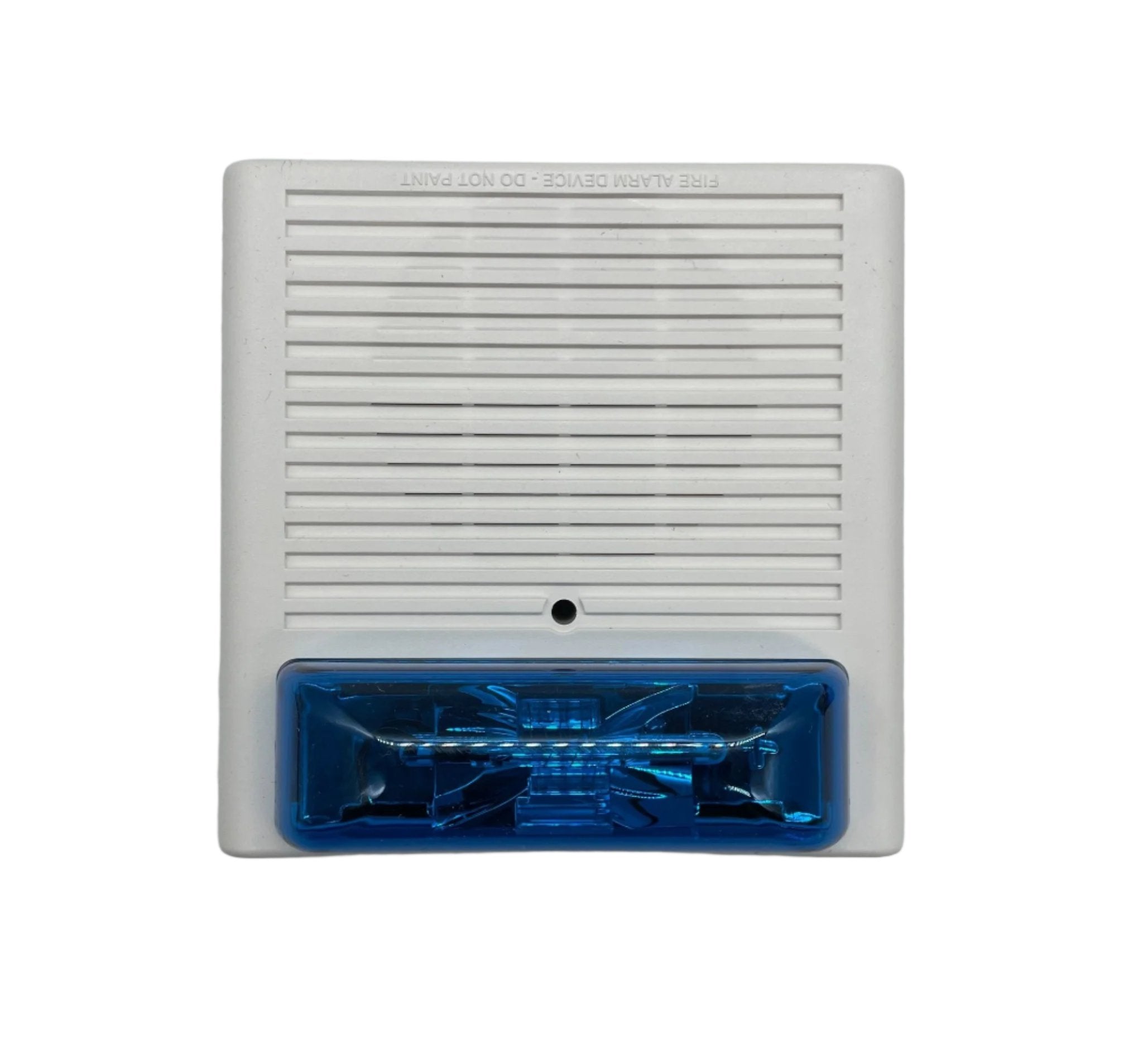 Eaton Wheelock ASB-24MCW-NW strobe light with white lens, mounted on ceiling for emergency alert signaling.