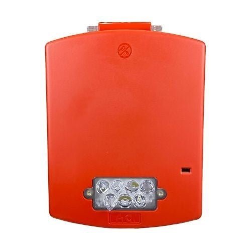 Eaton Wheelock EL3RST-FR emergency signaling strobe light with red lens and durable housing, designed for industrial safety applications.