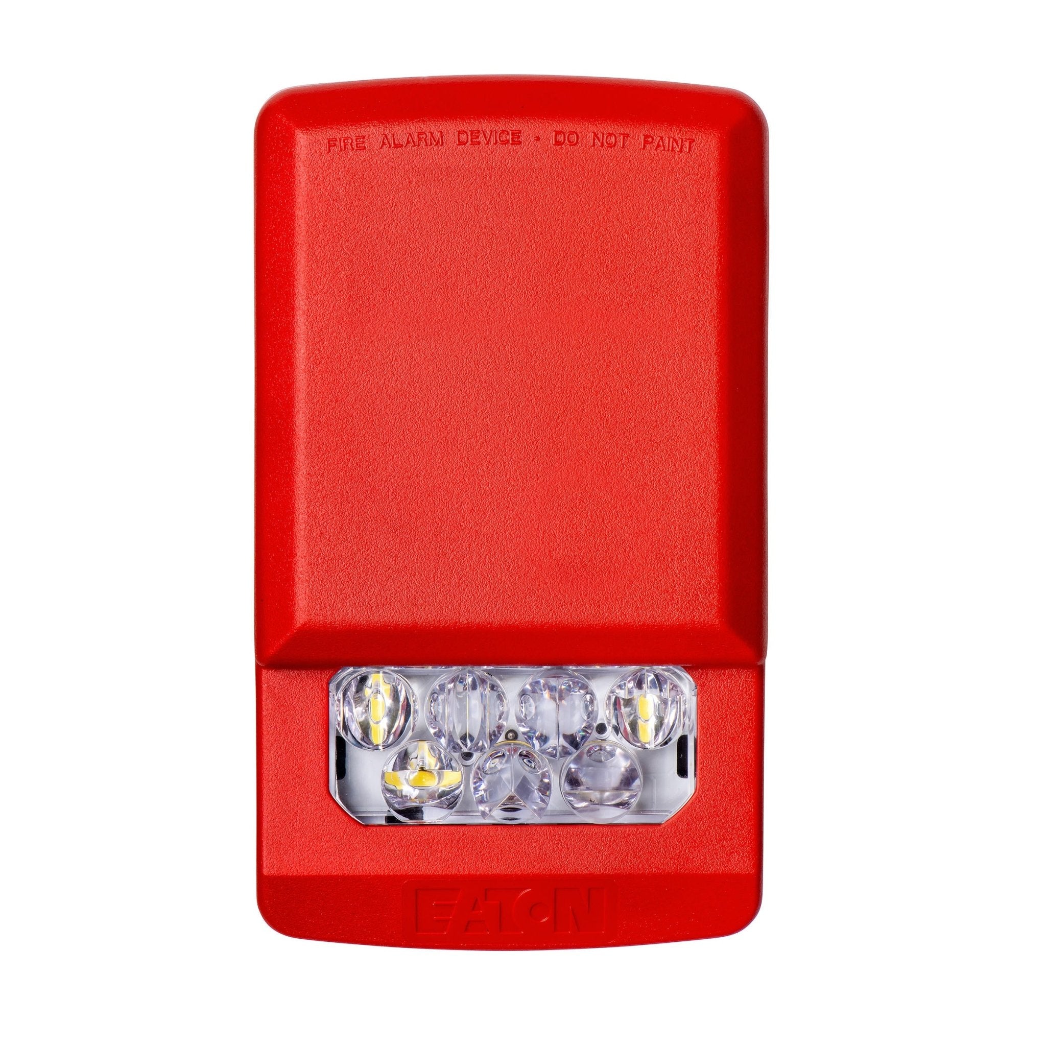 Eaton Wheelock ELSTR-N strobe light mounted on ceiling with visible wiring, designed for warning and emergency signaling.