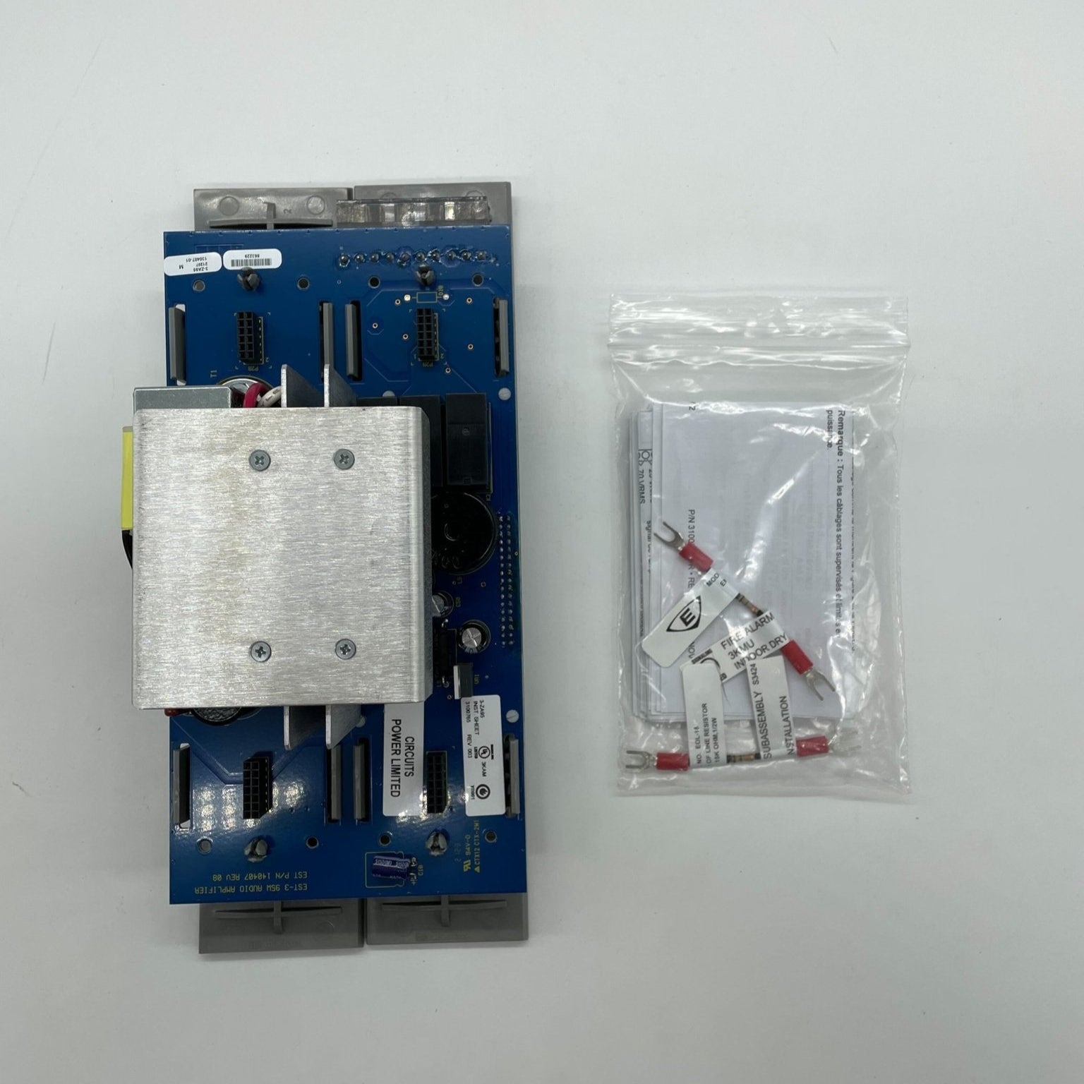 Edwards 3-ZA95 fire alarm sensor with electronic components and wiring, part of Edwards fire alarm system.