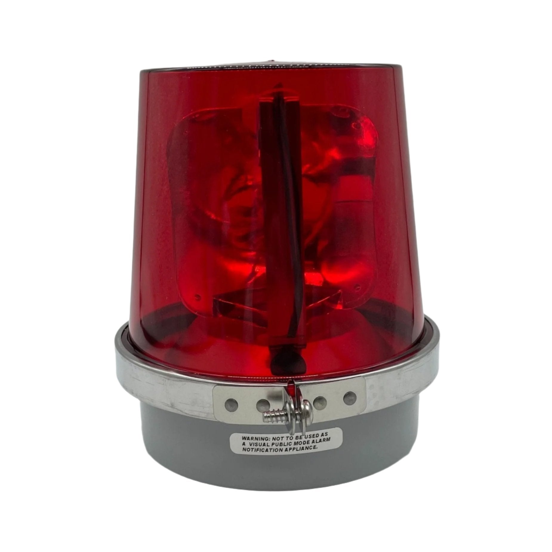 Edwards 52R-N5-40WH beacon with white light and red lens, mounted on a metal base, designed for warning and signaling applications.