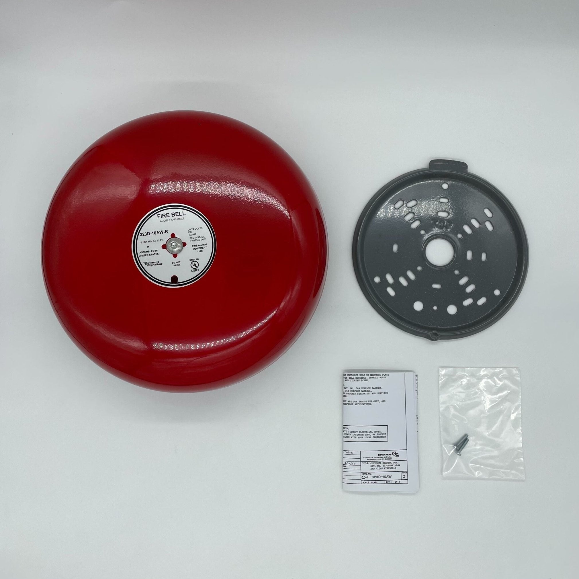 Edwards 323D-10AW-R fire alarm system sensor, ULC listed, mounted on a wall in a commercial setting.