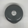 Edwards 340-10N5 brass bell with a polished finish, mounted on a wooden base, used for industrial or emergency signaling.