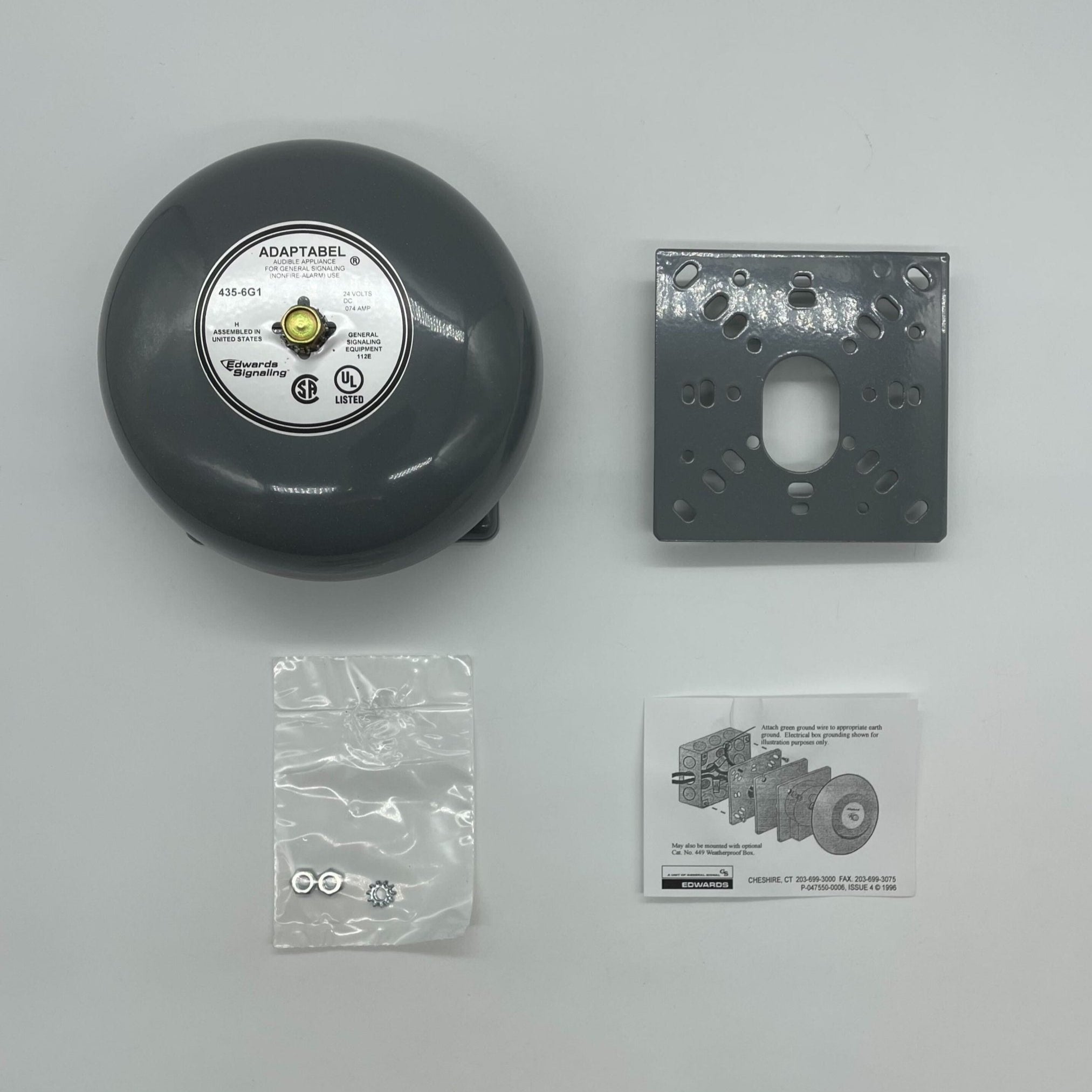Edwards 435-6G1 fire alarm system sensor, ULC certified, mounted on a ceiling, part of Edwards fire detection equipment