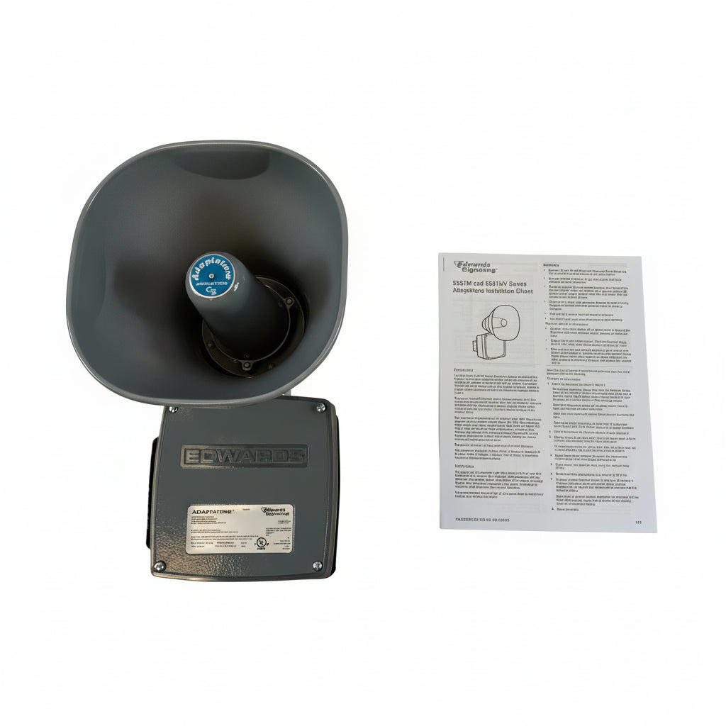 Edwards 5531M-24N5 bell, a durable metal fire alarm bell mounted on a wall, branded Edwards.