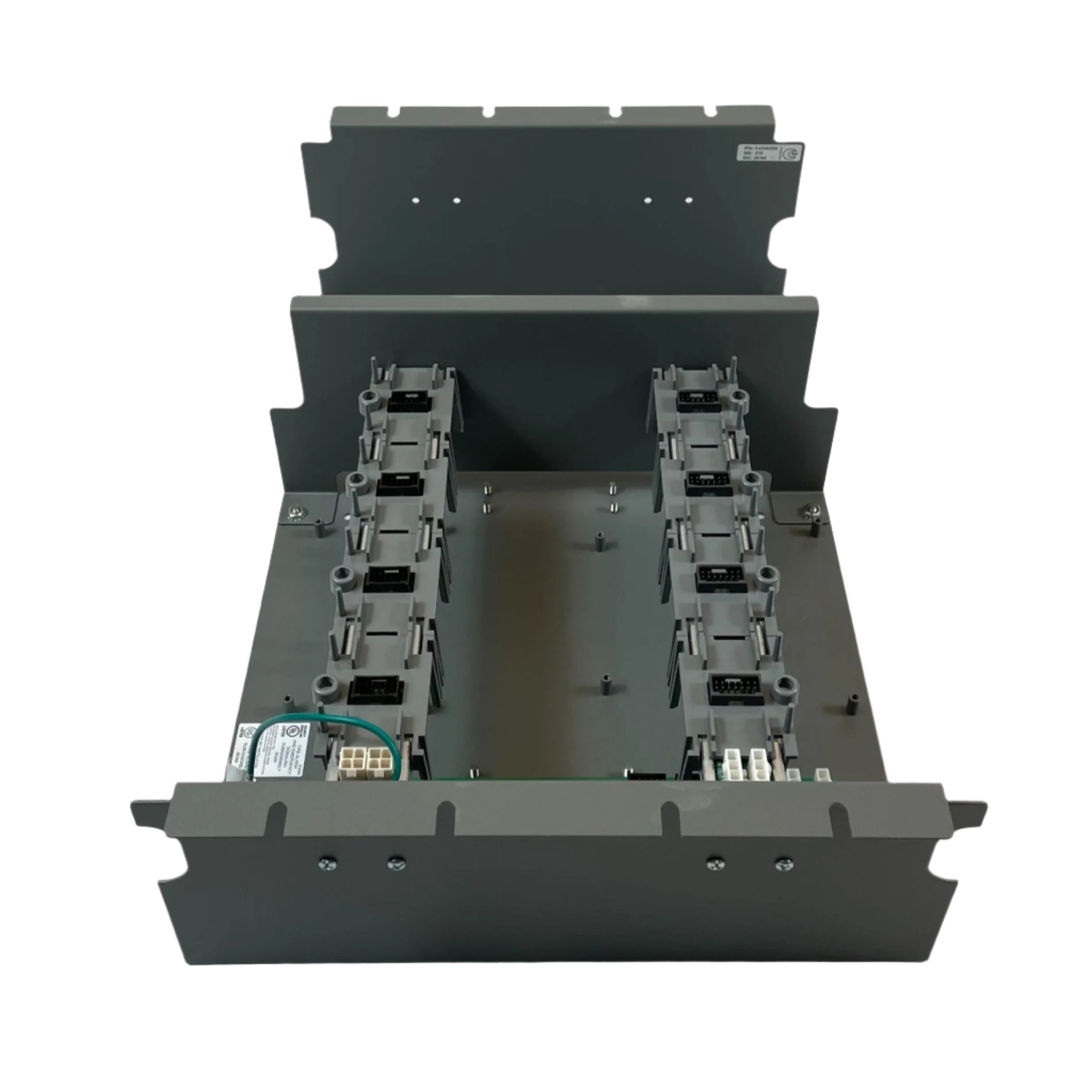 Edwards 3-CHASS4 chassis by Edwards, showing a sleek, durable metal frame with mounting points for industrial equipment.