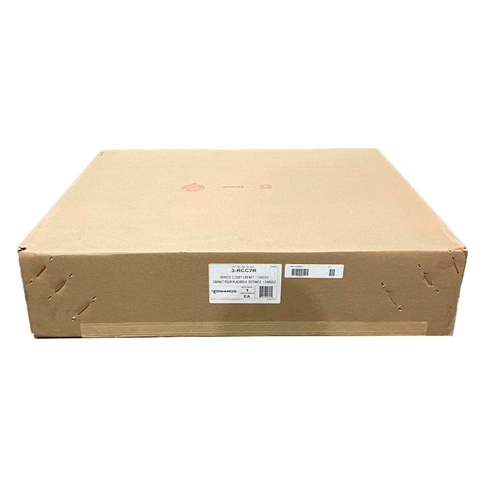 Edwards 3-RCC7R enclosure with metal housing and mounted components, designed for industrial control systems.