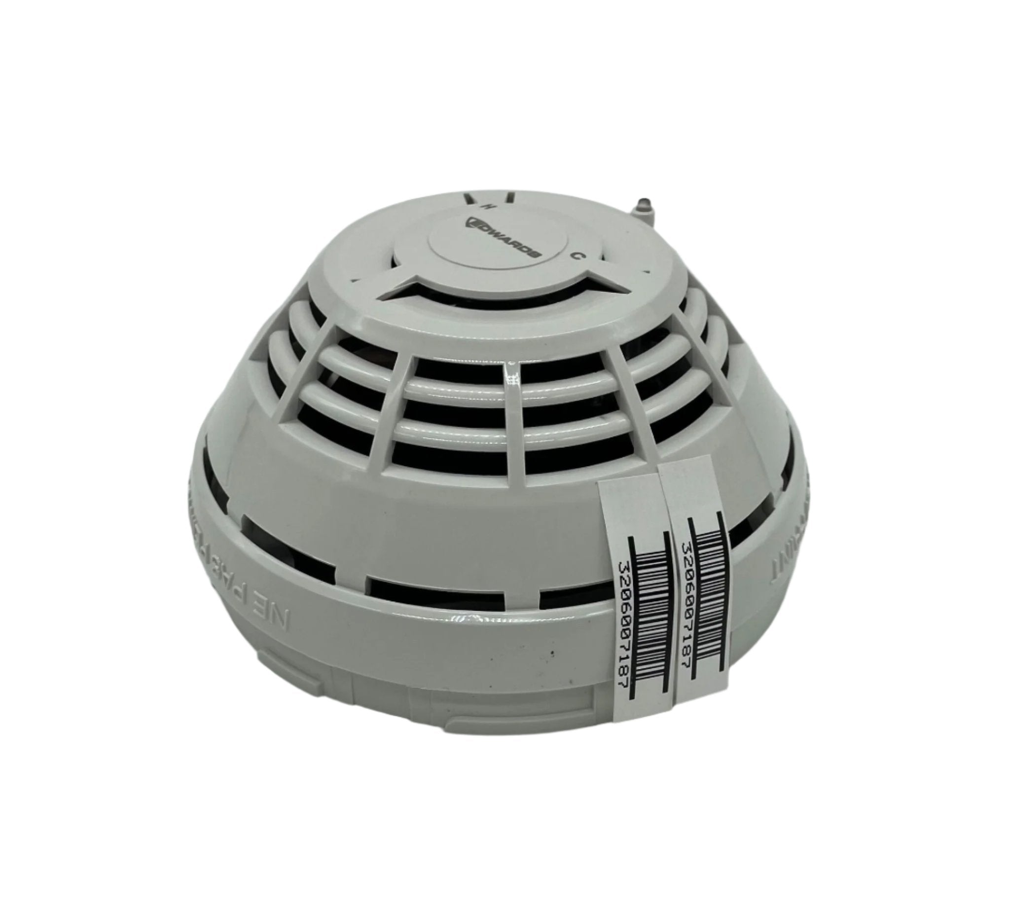 Edwards SIGA-HCD heat detector mounted on ceiling, designed for fire safety in commercial or industrial environments.