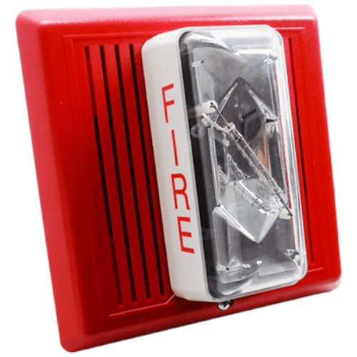 Edwards 757-7A-T horn strobe alarm device with a white plastic housing and visible mounting hardware.