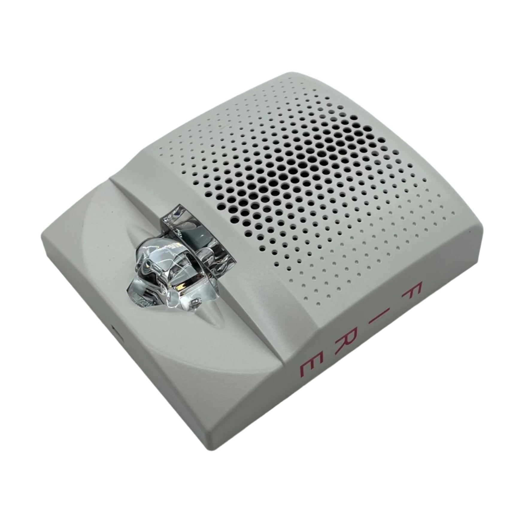 Edwards G4AVWF horn strobe alarm device mounted on wall, white plastic housing, used for fire and emergency alerts