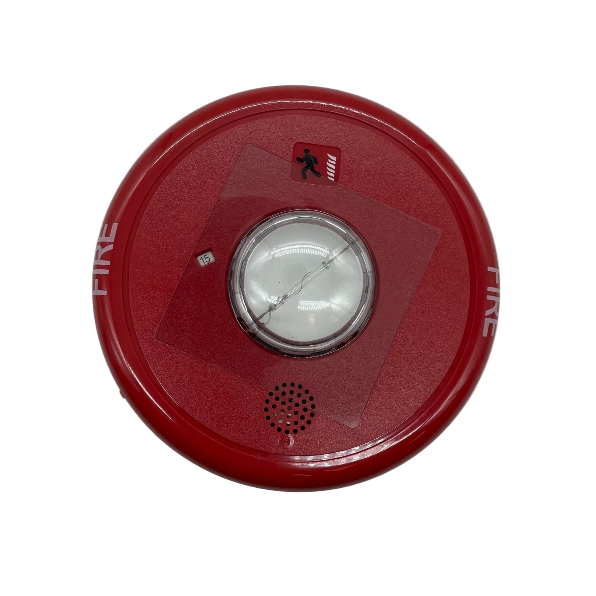 Edwards GCFR-HDVM fire alarm sensor with ULC approval mounted on ceiling, part of Edwards fire alarm system.