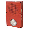 Edwards WG4RF-HVMC horn strobe alarm with red housing and mounting bracket, designed for fire and security systems.