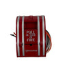 Edwards 270A-DPO pull station fire alarm switch mounted on a wall, with clear labeling and emergency activation handle.