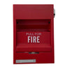 Edwards 276B-1120 pull station fire alarm switch with red cover and metal handle for emergency activation.