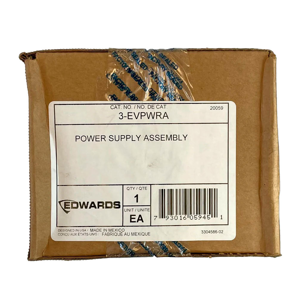 Edwards 3-EVPWRA power supply unit with digital display and connection ports, used in industrial equipment.