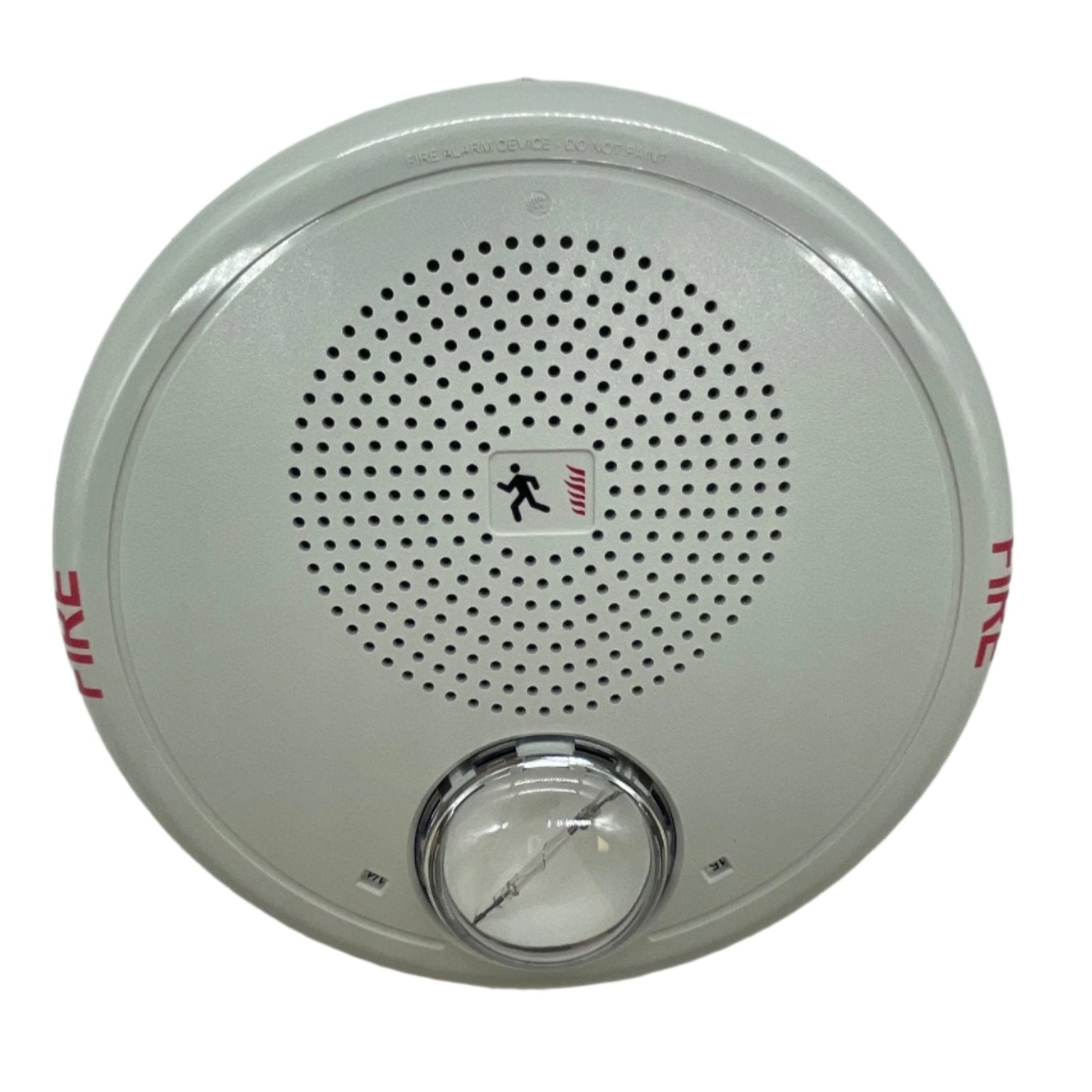 Edwards GCHFWF-S7VMC speaker strobe with speaker grille and mounting components, designed for alarm and emergency notification systems.