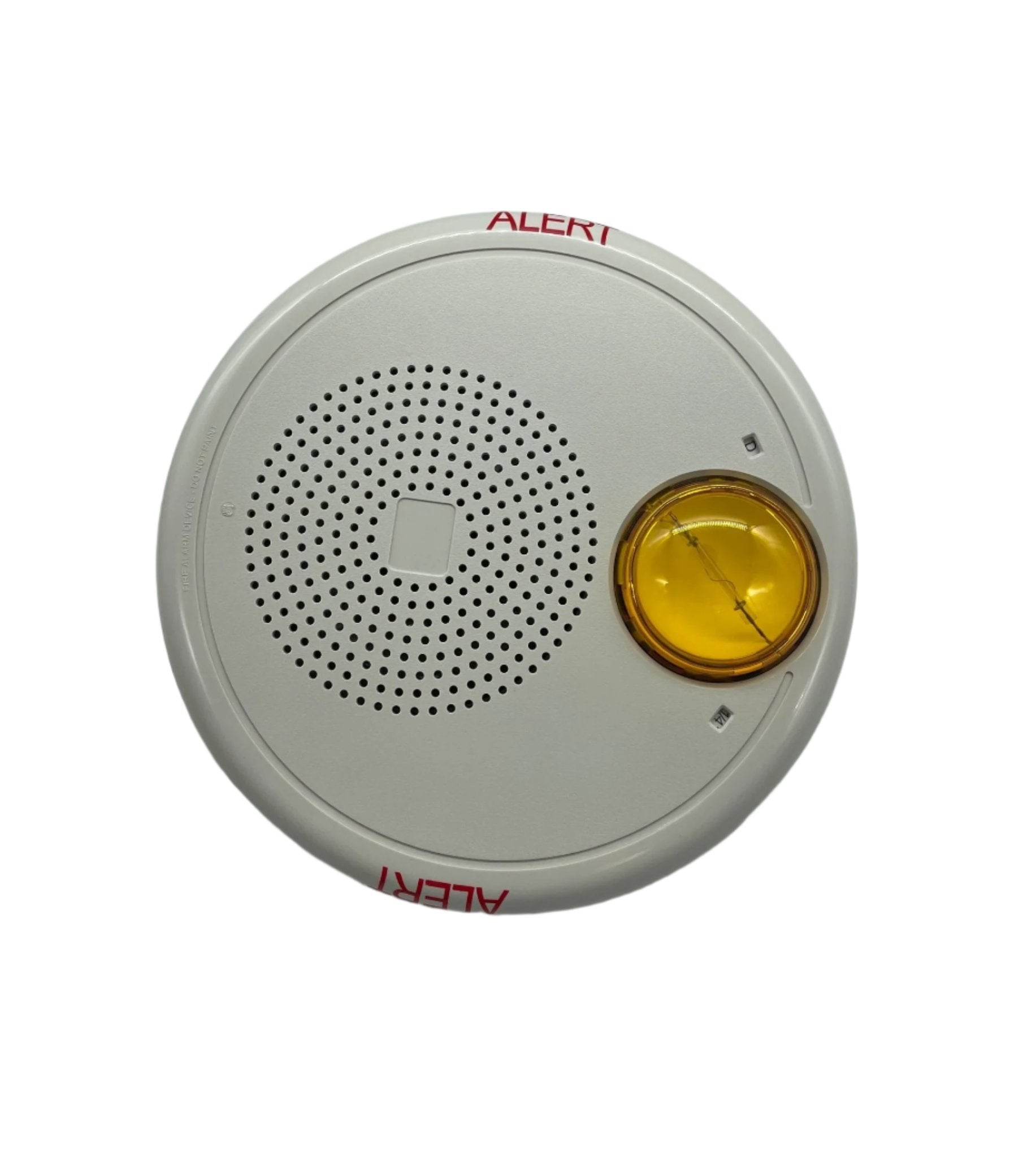 Edwards GCWA-S7VMHA speaker strobe warning device with white housing and mounting bracket on a plain background.
