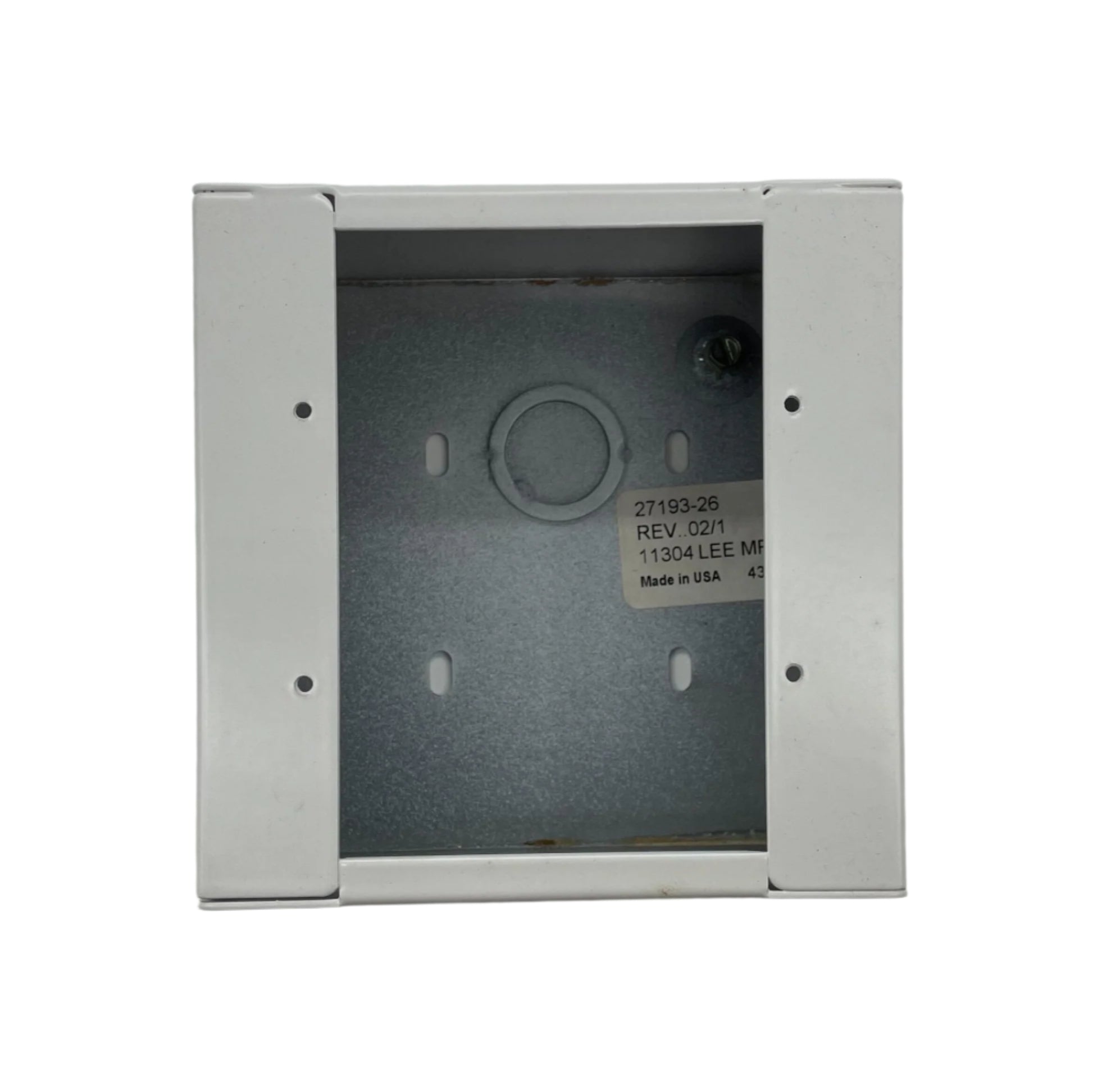 Edwards 27193-26 fire alarm device mounted on wall, part of Edwards fire alarm system for safety and fire detection.