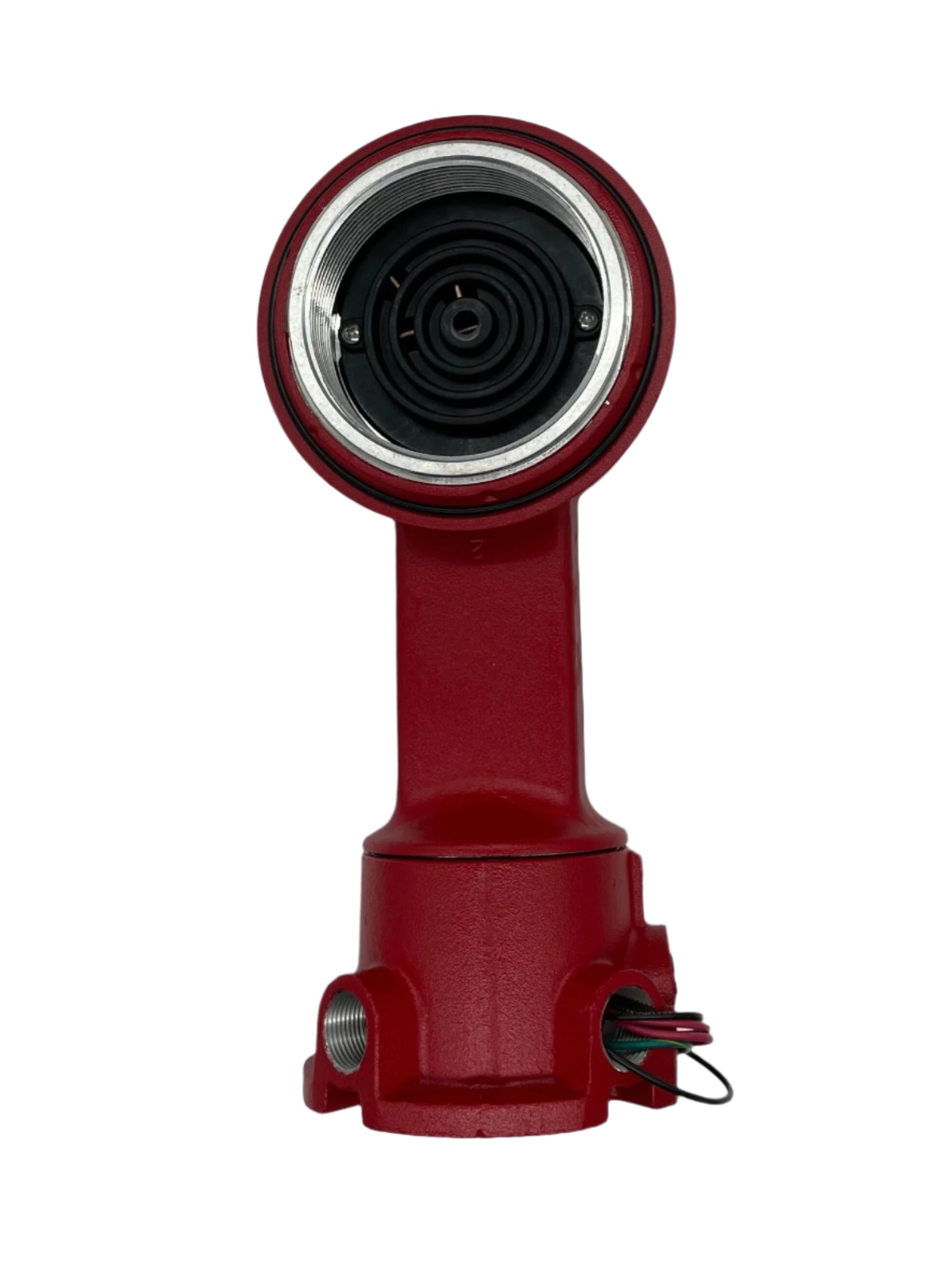 Federal Signal WMXC-4R-SB alarm siren with red housing and mounting bracket, designed for emergency warning systems.