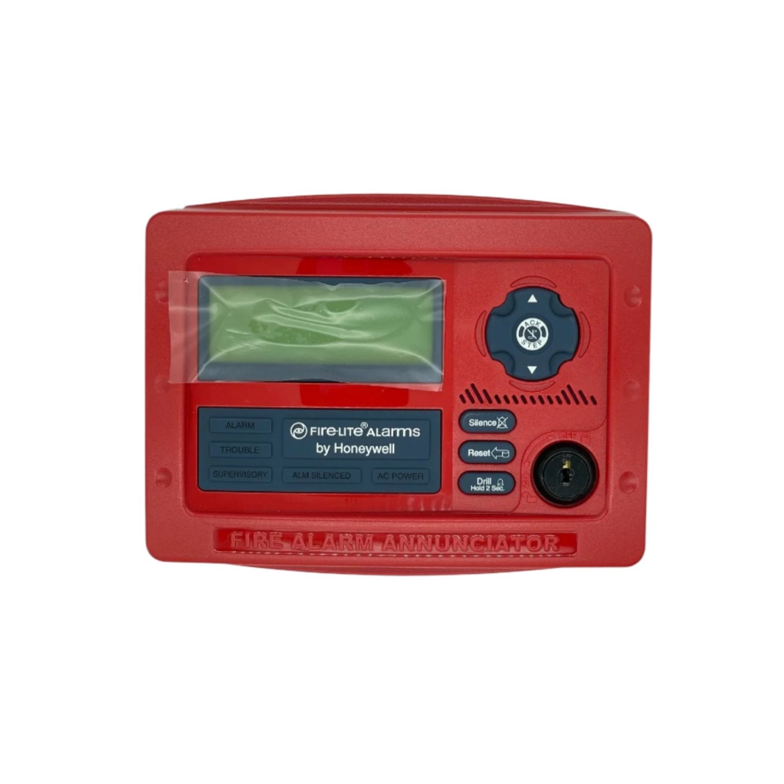 Firelite ANN-80 smoke detector from Fire-Lite, mounted on ceiling, with a round white sensor for fire detection.